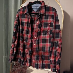 Tommy Hilfiger Plaid Button Down top, red and blue